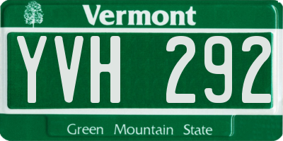VT license plate YVH292