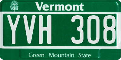 VT license plate YVH308