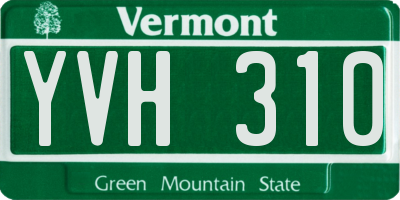 VT license plate YVH310
