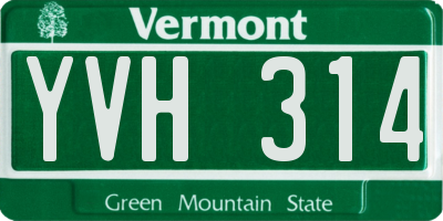 VT license plate YVH314