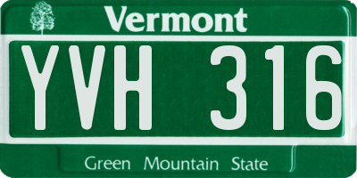 VT license plate YVH316