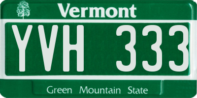 VT license plate YVH333