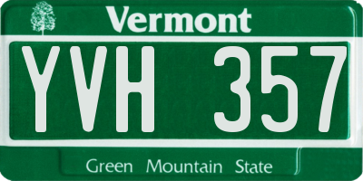 VT license plate YVH357