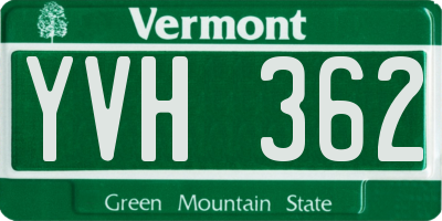VT license plate YVH362