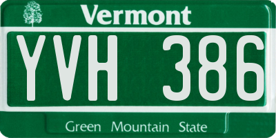 VT license plate YVH386
