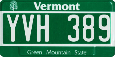 VT license plate YVH389