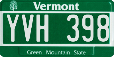 VT license plate YVH398