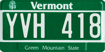 VT license plate YVH418