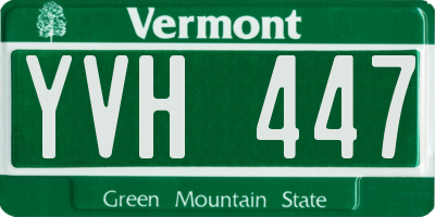 VT license plate YVH447