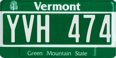 VT license plate YVH474