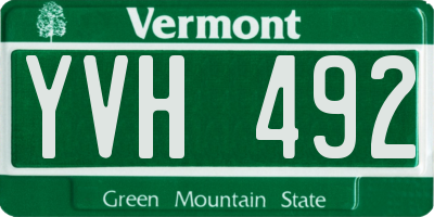 VT license plate YVH492