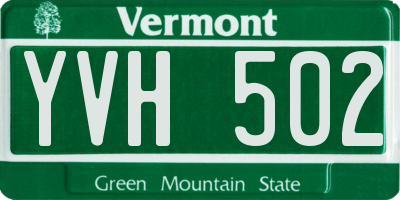 VT license plate YVH502