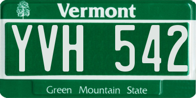 VT license plate YVH542