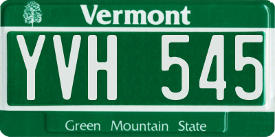 VT license plate YVH545