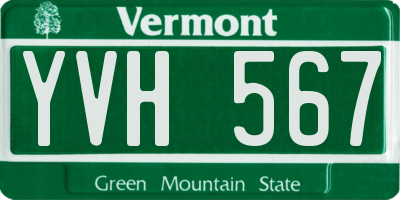 VT license plate YVH567