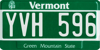 VT license plate YVH596
