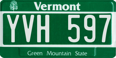 VT license plate YVH597