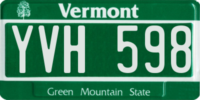VT license plate YVH598