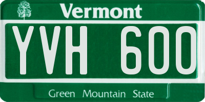 VT license plate YVH600
