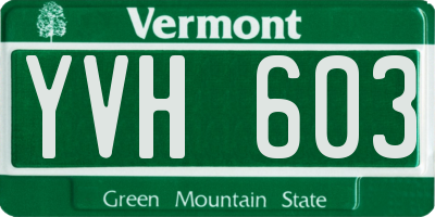 VT license plate YVH603