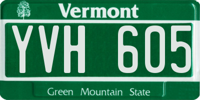 VT license plate YVH605