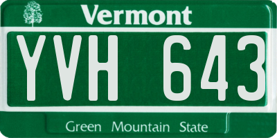 VT license plate YVH643