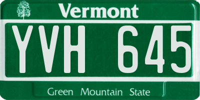 VT license plate YVH645