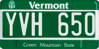 VT license plate YVH650