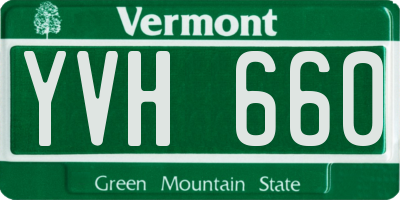 VT license plate YVH660