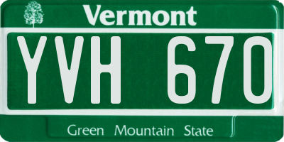 VT license plate YVH670