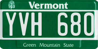 VT license plate YVH680
