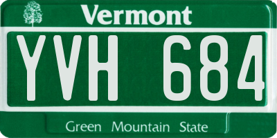 VT license plate YVH684
