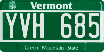 VT license plate YVH685