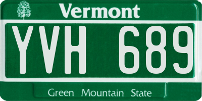 VT license plate YVH689