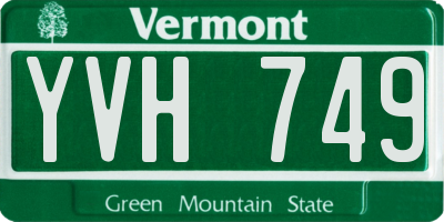 VT license plate YVH749
