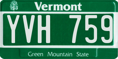 VT license plate YVH759