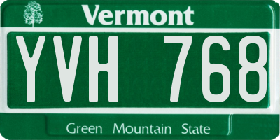 VT license plate YVH768