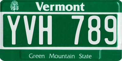 VT license plate YVH789