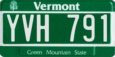 VT license plate YVH791