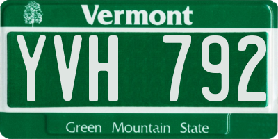 VT license plate YVH792