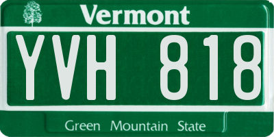 VT license plate YVH818