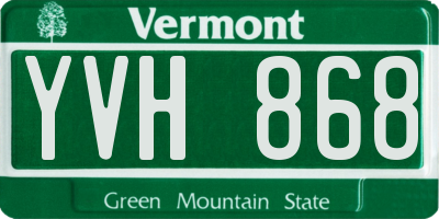 VT license plate YVH868