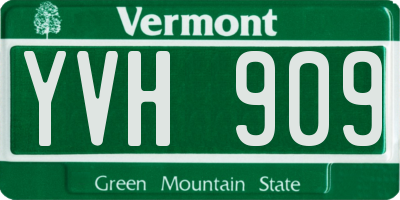 VT license plate YVH909