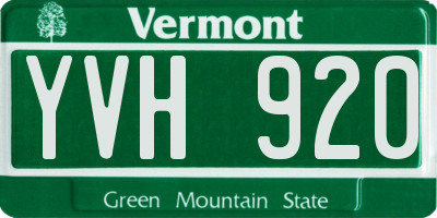 VT license plate YVH920