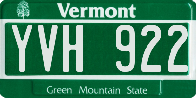 VT license plate YVH922