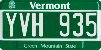 VT license plate YVH935