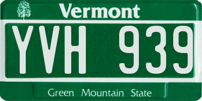 VT license plate YVH939