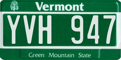 VT license plate YVH947