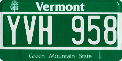 VT license plate YVH958