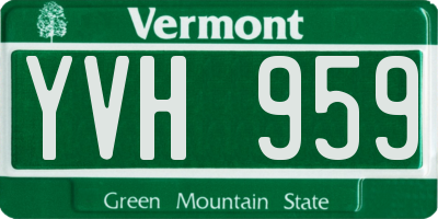 VT license plate YVH959